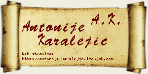 Antonije Karalejić vizit kartica
